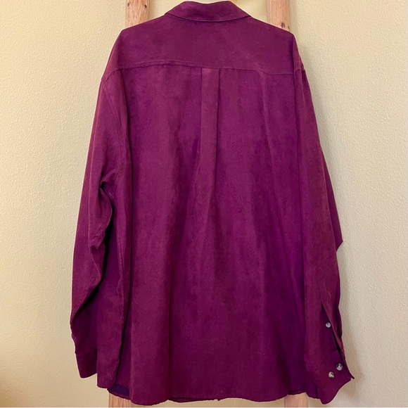 Knightsbridge Burgundy Red Men’s Two Pocket Dress Shirt Polyester Faux Suede 2XL - Picture 5 of 10